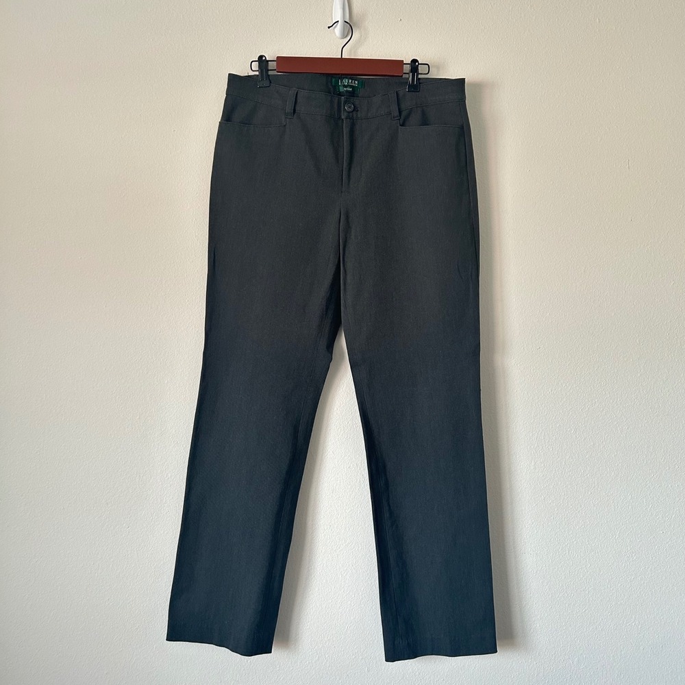Lauren Ralph Lauren Adelle Pants Charcoal Grey Straight Leg Work Trousers Womens